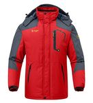 Rdruko Men's Winter Mountain Snow Waterproof Snowboard Jacket Fleece Winter Coat(Red, CA M)