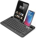 Seenda Bluetooth Keyboard with Tablet/Phone Holder, Rechargeable Small Wireless Keyboard Universal Compatible with Andriod iOS Windows Tablet ipad Mobile Phone PC Laptop Desktop