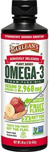 Barlean's Vegan Omega 3 6 9 Flaxseed Oil Liquid Supplement, Strawberry Banana Smoothie, Flax Seeds Oil with 2,968 mg ALA Fatty Acid, Non-GMO and Gluten Free, 16 oz