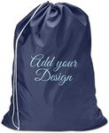 Personalized Laundry Bag, Custom Nylon Laundry Bag with Drawstring Closure, Dorm Room Essentials For College Students Girls and Guys Add Your College Logo or Your Team Design