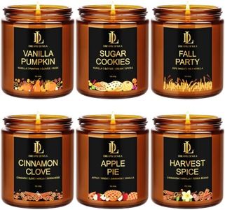 Fall Candles, 6 Pack Soy Candle Set, Scented Candles for Home, Holiday Candle for Women Men, Scents of Sugar Cookies/Vanilla Pumpkin/Cinnamon Clove/Apple Pie/Harvest Spice/Fall Party