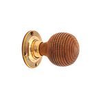 Infinity Decor Pure Ebony Wood and Rose Wood Door Knobs/Beehive Wooden Door Knob/Country Cottage Period Home Door Handles Aged Brass Finish (Rosewood Beehive)