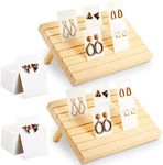 62 Pcs Wood Earring Display Stand 2 Set Earring Display for Selling Earring Display Holder with Earring Card for Selling(Wood Color)