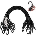 XSTRAP STANDARD 10PK Bungee Cords with Finger-Hole Design Hooks Ensures 3-Time Strength, Comes in A Zippered Storage Bag, Elastic from 24 to 36 Inches