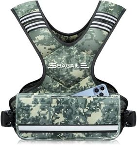 BAGAIL Adjustable Weighted Vest, 4-10lb/12-18lb/20-32lb Rucking Vest for Women & Men with 6 Weights & Large Pocket, Weight Vest for Home Workouts, Running, Walking and Strength Training - Green Camo