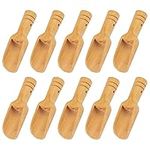 VEIREN Set of 10 Mini Wooden Scoops Creative Shovel Spoons for Coffee Tea Bath Salt Sugar Flour Spices Flavors Scoops Laundry Detergent Powder Spoon Home Kitchen Utensils