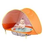 Hileyu Pop Up Baby Beach Tent,Portable Kiddies Shade Pool Tent,Baby Sun Shelter UV Protection Waterproof Beach Shade Sun Tent with Baby Pool for kids Outdoor Use Orange