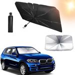 HOMFIL Car Sun Shade Windshield Cover, Umbrella Windshield Sun Shade for Car Front Window，Sun Protection & Heat Insulation Foldable Sun Shade，Full Cover Sun Shade for Most Vehicles (Black)