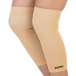 AGARO Stretchable Knee Support, Breathable Fabric, Uniform Compression, Relieves Muscle Pain, Joint Pain, Injury Recovery, For Workout, Running, For Men & Women, Knee Cap, Medium, Biege, Pack of 2