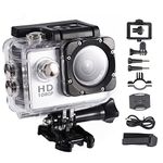 Mini DV Sports Camera 7 Colors Waterproof Action Camcorder 2.0 Inch HD Screen USB Charging 30M Water Resistant with Bicycle Bracket Included for Outdoor Cycling Sports (Silver)