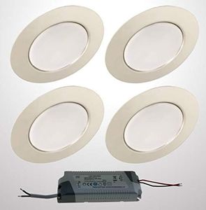 Trango Set di 3 Downlight da incasso a LED 12Volt incl. 1x trasformatore LED (12 volt - 2000mAh) apparecchio da incasso per armadio, lampada da soffitto TGG4E-038T in nichel opaco per sostituzione G4