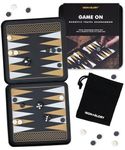 Iron & Glory Magnetic Travel Backgammon Set in Durable Tin Case | Compact & Portable Board Game with Secure Magnetic Pieces | Perfect for On-the-Go Fun & Strategy | Includes Fabric Carry Pouch