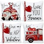 Wilproo Love You Forever Red Valentines Day Pillow Covers 18x18 Set of 4 Hidden Zipper with Be My Valentine Letters Valentine¡¯s Day Decorative Throw Pillow Cases for Sofa Couch Home Bedroom Decor