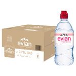 Evian Mineral Water, Naturally Filtered Drinking Water, 750ml Bottled Water Crafted by Nature, Case of 12 x 750ml Sports Cap Water Bottles