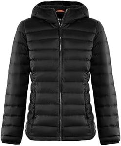 Orolay Women's Packable Down Jacket Hooded Ultra Light Weight Short Puffer Coat with Pockets Black XL