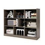 Giantex 8 Cube Bookcase, Freestanding 3-Tier Open Bookshelf, Modern Storage Display Cabinet, Wood Cube Storage Organizer for Living Room, Kid’s Room, Grey