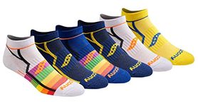 Saucony Men's Multi-Pack Bolt Performance Comfort Fit No-Show Socks, Bright Assorted (6 Pairs), Shoe Size: 8-12