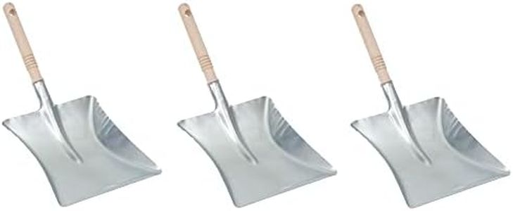 Novaliv 3 recogedores de metal galvanizado, mango de madera, pala de chapa, pala de arena, pala para cenizas (recogedor galvanizado, 3)