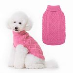 BINGPET Turtleneck Dog Jumper - Classic Cable Knit Dog Sweater Coat, Warm Pet Winter Clothes Outfits for Dogs Cats