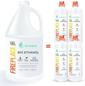 ECOHEAT Fireplace Fuel, Bio-Ethanol, Clean Burning/Eco-Friendly - (1 Gallon = 4 Quarts) for Table Top Fire Pit & Ethanol Fireplaces - Made in USA - 32 oz / 1 L (Pack of 4)