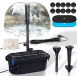 Biling Koi Pond Filter Box with 2400 L/H 40W Water Pump, 3 Fountain Heads for Ponds up to 3,000L