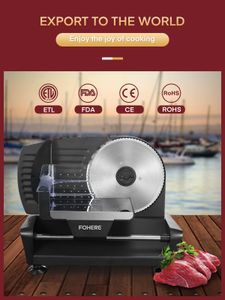 FOHERE Electric Meat Slicer 200W – Adjustable Stainless Steel Blade