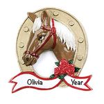 Personalized Horse Christmas Ornaments 2022 – Polyresin Equestrian Ornament – Horseback Riding Ornament – Western Ornaments for Christmas Tree, Country Ornaments - Horse and Horseshoe Decor