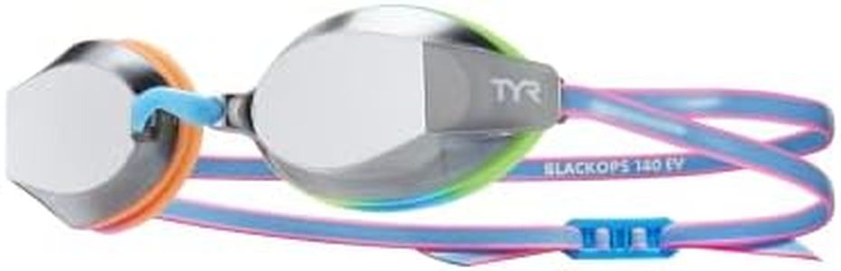 TYR Blackops 140 EV Racing Mirrored Goggles Junior Fit, Silver/Blue/Pink