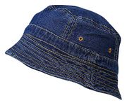 Zacharias Cotton Men's Fishermen Denim Bucket Hat (Pack Of 1) (Fishermen-Gold_Blue_Free Size)