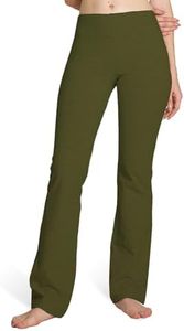 Houmous S-XXXL 29''31''33''35'' Inseam Women's Cotton Bootcut Pants Inner Pocket(Regular-31 Inseam-Green, Medium)