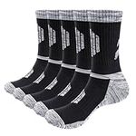 GiveGift Mens Socks Moisture Wicking Cushioned Casual Work Boot Socks Performance Cotton Hiking Walking Sports Socks for Men Size 9-12, 5 Pairs