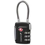 Fosmon TSA Accepted Cable Luggage Locks, (4 Pack) Re-settable Easy to Read 3 Digit Combination with Alloy Body and Release Button for Travel Bag, Suit Case & Luggage - Black (Black, 1 Pack)