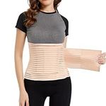 Women Abdominal Binder for Post-Surgery Recovery, Postpartum Belly Band Abdomen Support Belt- Ideal for C-Section, Hysterectomy, Liposuction, and Tummy Tuck (Beige, Large)