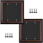 SLEEKLIGHTING Oil Rubbed Bronze Outlet Covers and Switch Plates-Decorative Wall Plate Light Switch Cover Beveled -Variety of Styles: Decorator/Duplex/Toggle / & Combo-Size: 2 Gang Blank (2Pack)