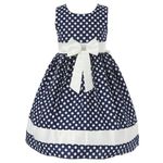 Richie House Girls' Polka Dotted Dress with Bow RH0795-B-4/5 Blue