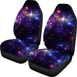 Showudesigns Galaxy Car Seat Covers for Men Women Front Seat Only 2pcs Set Starry Sky Theme Soft Comfortable Winter Warm Driver Seat Cover Pattern Fit Most Car