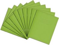 Rhino 8 x 6.5 Exercise Books, 32 Page/Top Half Blank & Bottom Half 8mm Lined Paper Notebook, 10 Pack, Writing Book, Office & School Stationery Supplies, Light Green