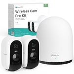 WUUK 2K Wireless Outdoor Security Camera, 32GB Free Local Storage Base Station, No Monthly Fee, Battery Operated Camera, Night Vision, Home Security Camera System, Compatible with Alexa & Google