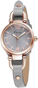 Alienwork Montre Femme Or Rose Bracelet en Cuir Gris Rétro élégant Petit