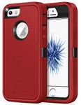 Jelanry iPhone 5S Case Heavy Duty Armor for iPhone 5 Dual Layer Full Body Protective Shell iPhone SE Case Shockproof Sports Rugged Phone Case Anti-Scratches Cover Non-Slip Bumper Hybrid Case Red