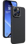 memumi Real Aramid Fiber for iPhone 15 Pro Max Thin Case, Sturdy Durable 0.5 mm Slim Fit for iPhone 15 Pro Max Carbon Fiber Case [Camera Full Protection] with Military-Grade Drop Protection Black