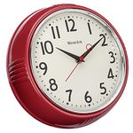 9.5 Inch , STYLE 1 : Westclox 32042R Retro 1950 Kitchen Wall Clock, 9.5-Inch, Red