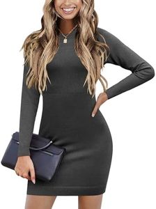 Beyove Womens Long Sleeve Bodycon Sweater Dress Slim Fit Knit Mini Dress Fashion 2023 Dark Grey M