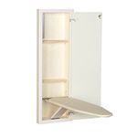 Household Essentials 18100-1 Stowaway Cabinet with Built in Ironing Board Cut into Wall to Install, Wood, White Finish