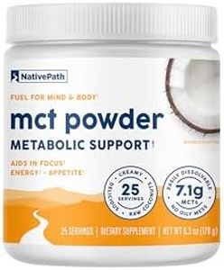 NativePath MCT Oil Powder Supplement - Unflavored MCT Powder with Keto-Friendly C8 MCTs. Free of Dairy, Gluten and GMOs, 25 Servings