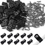 VIPMOON 100pcs Black 1/4 Inch R-Type Cable Clips Clamp Kit, Nylon Screw Mounting Cord Fastener Clips with 100 Pack Screws for Wire Management