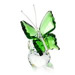 H&D Beautiful Crystal Flying Butterfly with Crystal Ball Base Figurine Collection Ornament Statue Animal Collectible(green)