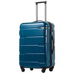 Coolife Luggage Expandable(only 28") Suitcase PC+ABS Spinner Built-in TSA Lock 20in 24in 28in Carry on (Caribbean Blue, M(24in).)