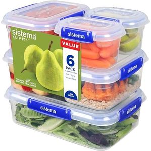 Sistema KLIP IT PLUS Food Storage Containers | 6 Piece Airtight Containers Set (2 x 400 ml, 3 x 1 l & 1 x 2.2 l) | Leak-Proof Seal | Easy Locking Clips | BPA-Free