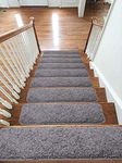 Soft Shaggy Carpet Stair Treads NON-SLIP MACHINE WASHABLE Mats/Rugs, 22x67cm, 30mm Thickness (Grey, 13)